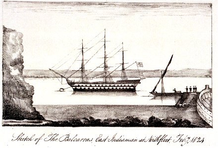 Sketch of The Balcarras, East Indiaman at Northfleet, Feby 7 1824 RMG PU6397