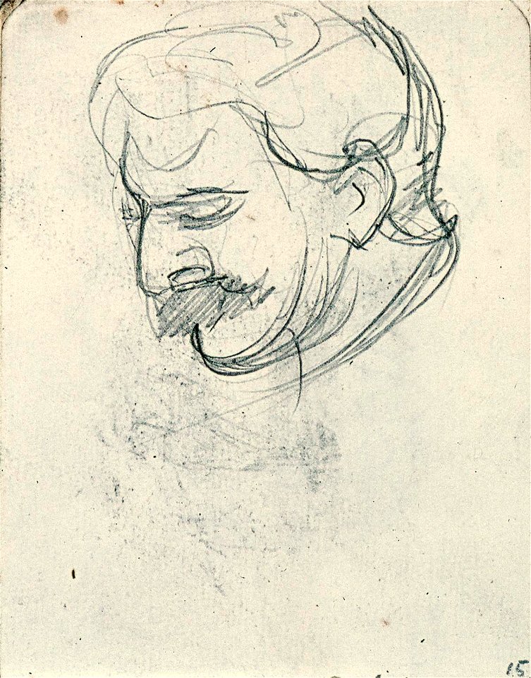 Sketchbook 37, Portrait of a Man with a Moustache in Profile by Theo van Doesburg Centraal Museum AB4117-Q
