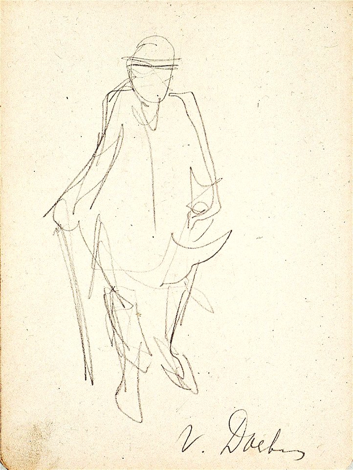 Sketchbook 18, A Man with a Bowler Hat and a Walking Stick by Theo van Doesburg Centraal Museum AB4138-G