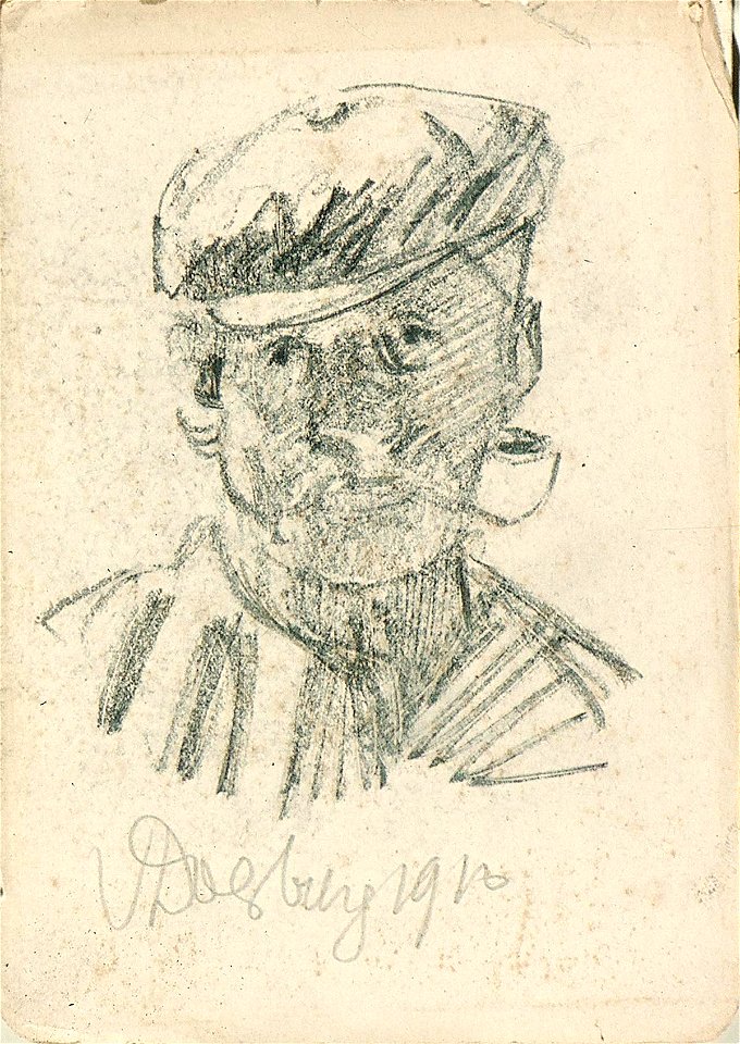 Sketchbook 1, Portrait of a Man with Cap and Pipe by Theo van Doesburg Centraal Museum AB4134-Q