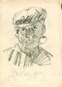 Sketchbook 1, Portrait of a Man with Cap and Pipe by Theo van Doesburg Centraal Museum AB4134-Q
