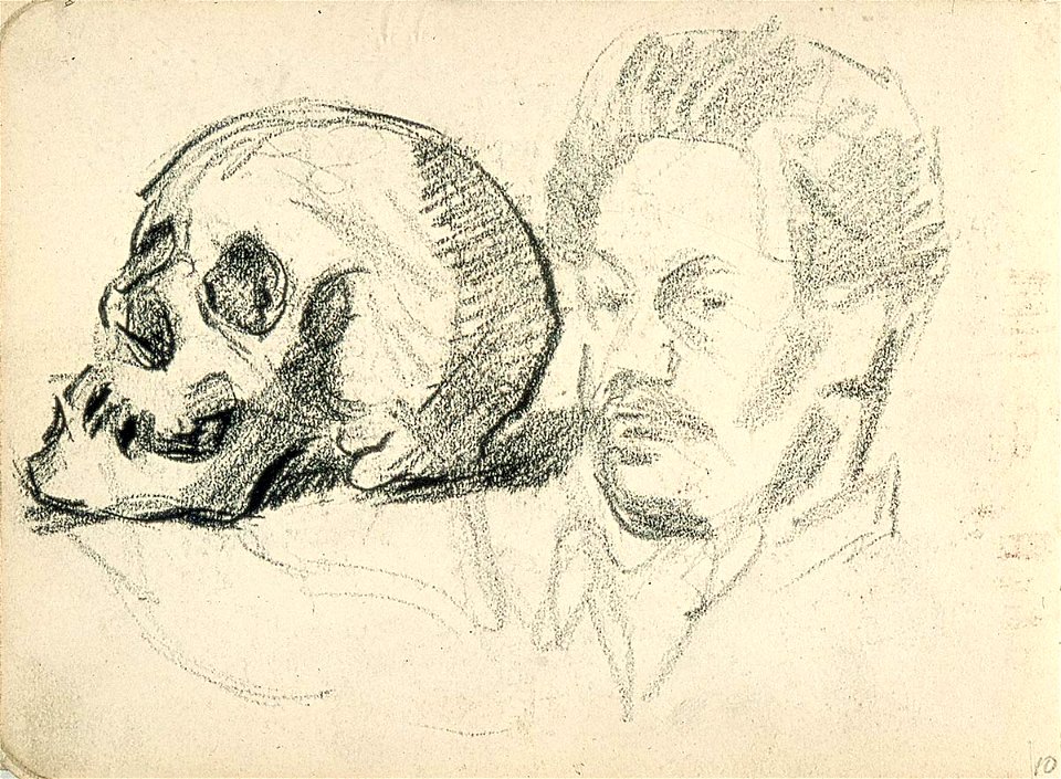 Sketchbook 17, Skull and Self-Portrait by Theo van Doesburg Centraal Museum AB4124-M