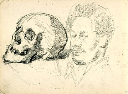 Sketchbook 17, Skull and Self-Portrait by Theo van Doesburg Centraal Museum AB4124-M
