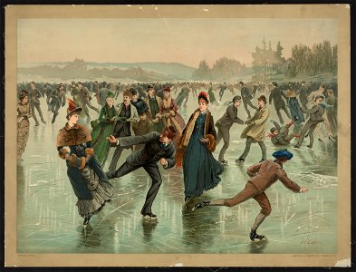 Skating - Hy Sandham ; aquarelle print by L. Prang & Co. LCCN92509204