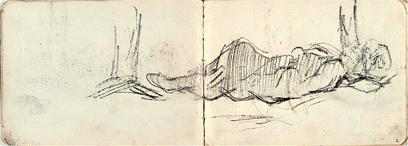 Sketchbook 24, A Woman Lying Down in betwen Trees by Theo van Doesburg Centraal Museum AB4128-B