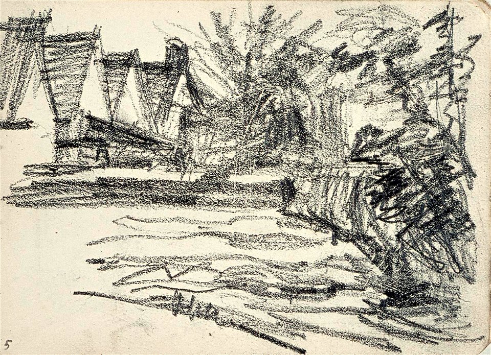 Sketchbook 24, Houses on a Road with Trees by Theo van Doesburg Centraal Museum AB4128-E