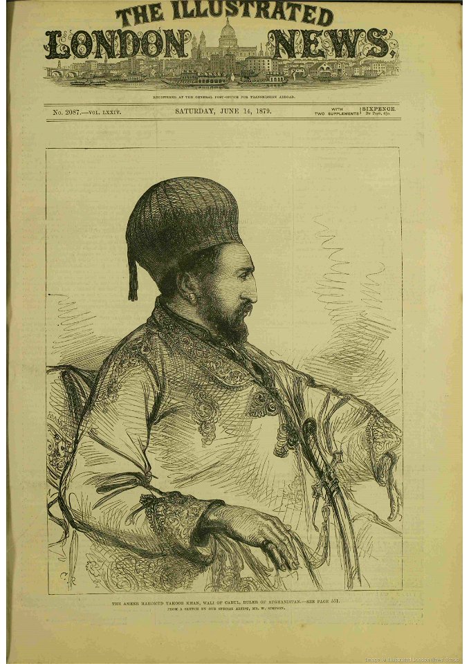 Sketch of King Yaqub Khan of Afghanistan in 1879