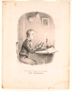 Sketches of college life by J.N. Mead. The freshman LCCN2003671760. Free illustration for personal and commercial use.