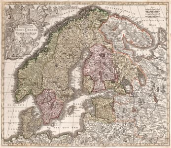 Skandinavien, karta Matthaeus Seutter (1740-tal)
