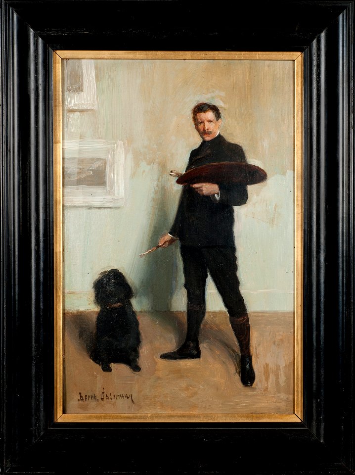 Självporträtt med hund (Bernhard Österman) - Nationalmuseum - 159316