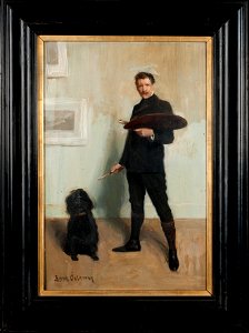 Självporträtt med hund (Bernhard Österman) - Nationalmuseum - 159316