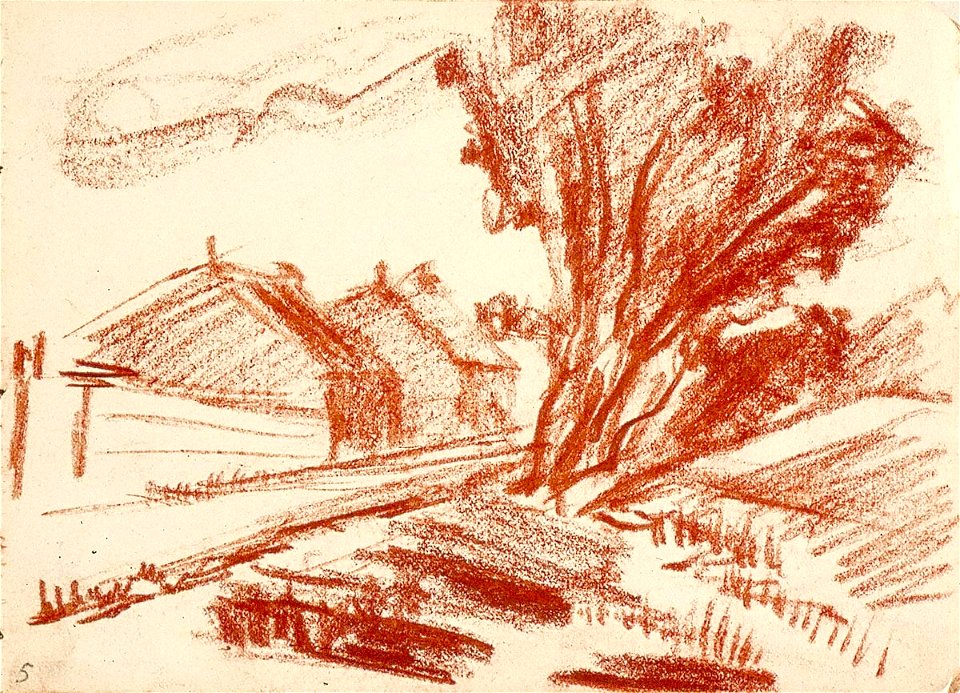 Sketchbook 14, Road with Houses and Line of Trees by Theo van Doesburg Centraal Museum AB4123-H