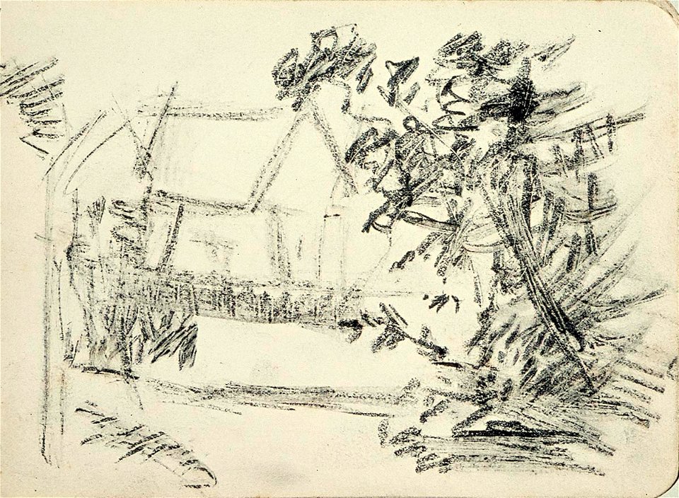 Sketchbook 24, Houses on a Road with Trees by Theo van Doesburg Centraal Museum AB4128-D