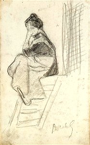 Sketchbook 30, A Woman Sitting on a Flight of Stairs by Theo van Doesburg Centraal Museum AB4137-A