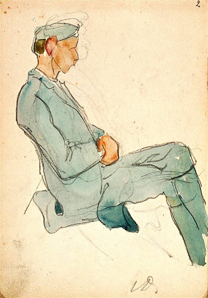 Sketchbook 32, A Man with a Cap Sitting in Profile by Theo van Doesburg Centraal Museum AB4136-C