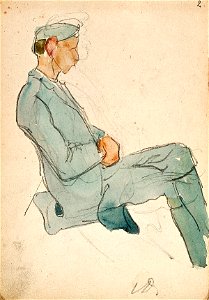 Sketchbook 32, A Man with a Cap Sitting in Profile by Theo van Doesburg Centraal Museum AB4136-C