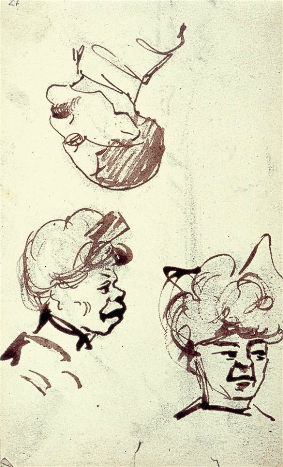 Sketchbook 31, Caricature Portraits of two Women and a Man by Theo van Doesburg Centraal Museum AB4115-S