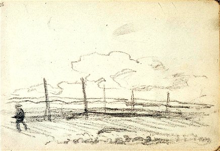 Sketchbook 32, Seascape with Beach Poles and a Figure by Theo van Doesburg Centraal Museum AB4136-AA