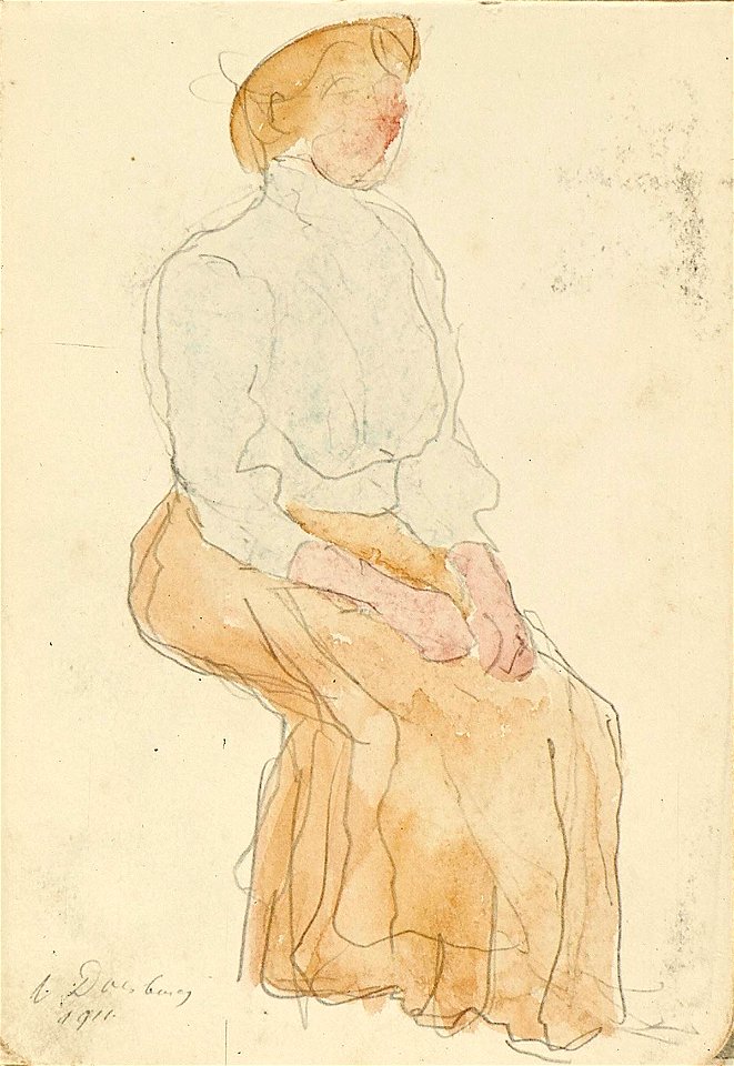 Sketchbook 1, A Woman Sitting with Her Hands in her Lap by Theo van Doesburg Centraal Museum AB4134-F