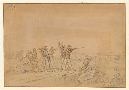 Skirmish line, Company A, Thirty-second Indiana at Salt River, Kentucky, October 9, 1862 LCCN2017646965