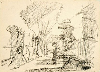 Sketchbook 24, Figure on a Road with Pollard Willows by Theo van Doesburg Centraal Museum AB4128-AD