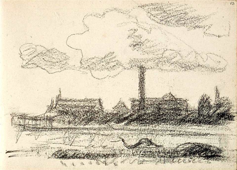 Sketchbook 20, Landscape with Houses and a Factory by Theo van Doesburg Centraal Museum AB4139-O