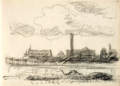 Sketchbook 20, Landscape with Houses and a Factory by Theo van Doesburg Centraal Museum AB4139-O