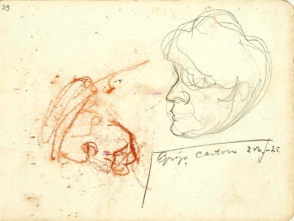 Sketchbook 18, Portrait Sketches of a Woman and an Old Man by Theo van Doesburg Centraal Museum AB4138-AR