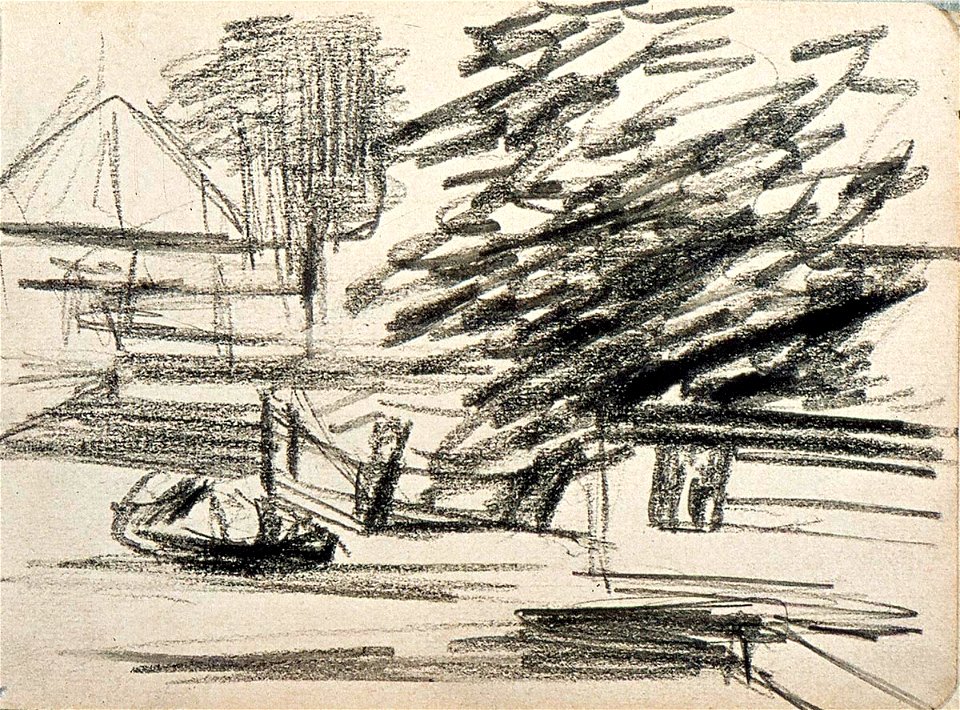 Sketchbook 39, Landscape with Boat, Tree and Farmhouse by Theo van Doesburg Centraal Museum AB4135-B