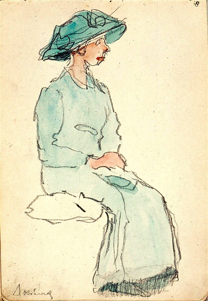 Sketchbook 32, A Woman with a Hat Sitting by Theo van Doesburg Centraal Museum AB4136-I