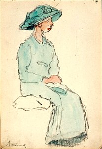 Sketchbook 32, A Woman with a Hat Sitting by Theo van Doesburg Centraal Museum AB4136-I