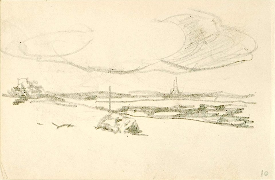 Sketchbook 38, Landscape with Church Steeple by Theo van Doesburg Centraal Museum AB4113-K