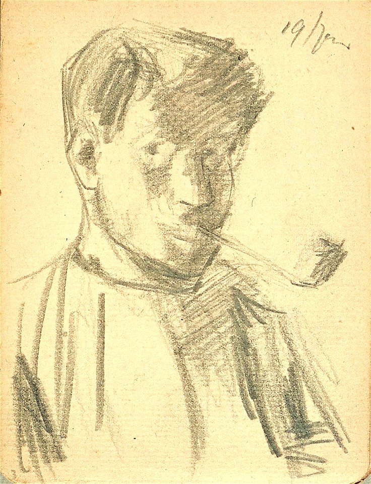 Sketchbook 27, Self-Portrait with Pipe by Theo van Doesburg Centraal Museum AB4126-C