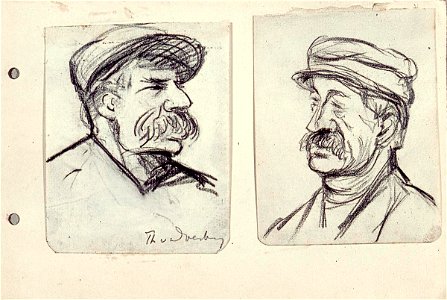 Sketchbook 40, Two Men with a Cap by Theo van Doesburg Joods Historisch Museum MB00777