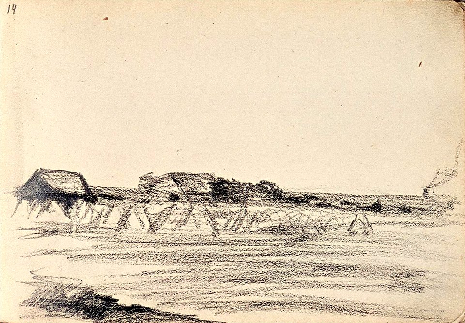 Sketchbook 32, Landscape with Farmhouses and Wheat Sheafs by Theo van Doesburg Centraal Museum AB4136-O