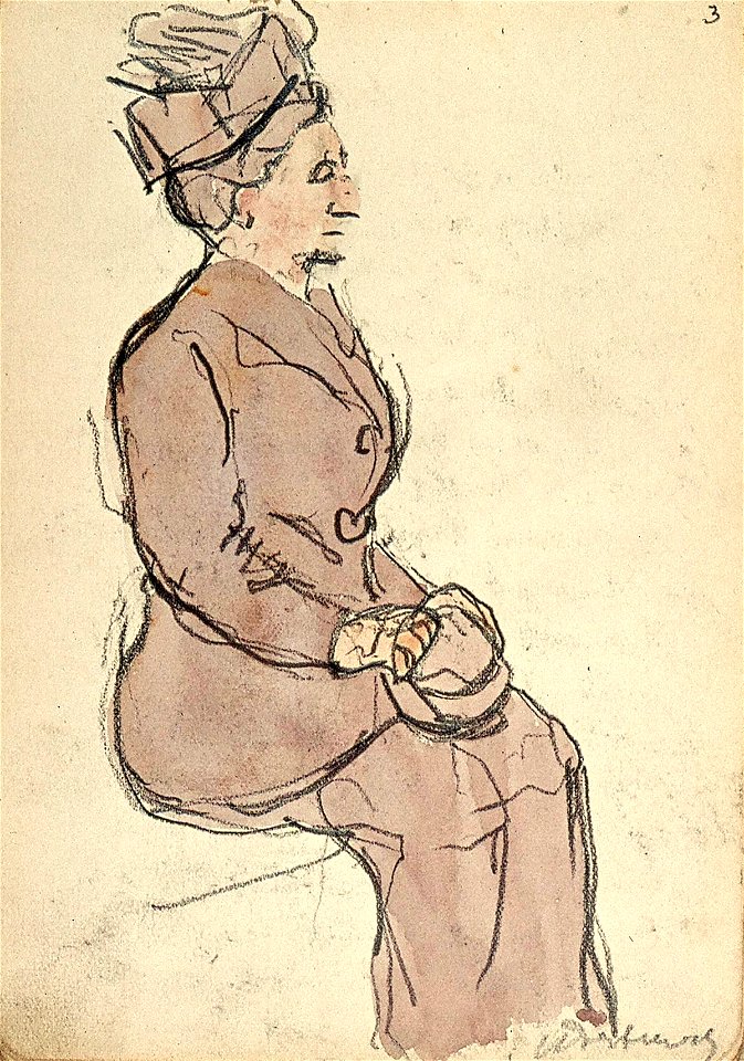 Sketchbook 32, A Woman with a Hat and a Handbag Sitting by Theo van Doesburg Centraal Museum AB4136-D