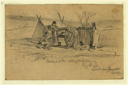 Sketched on battlefield of Wilderness May 6th, 1864, 6 o'clock during Burnsides' charge LCCN2004661880