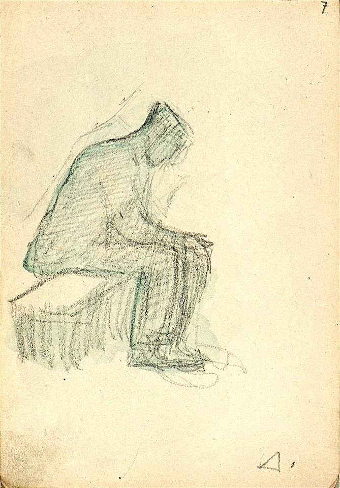 Sketchbook 32, A Man with a Cap on a Bench by Theo van Doesburg Centraal Museum AB4136-H