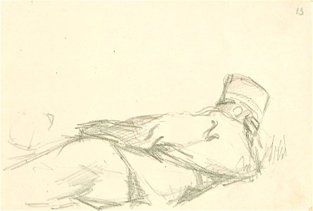 Sketchbook 38, A Soldier Lying down seen from behind by Theo van Doesburg Centraal Museum AB4113-N