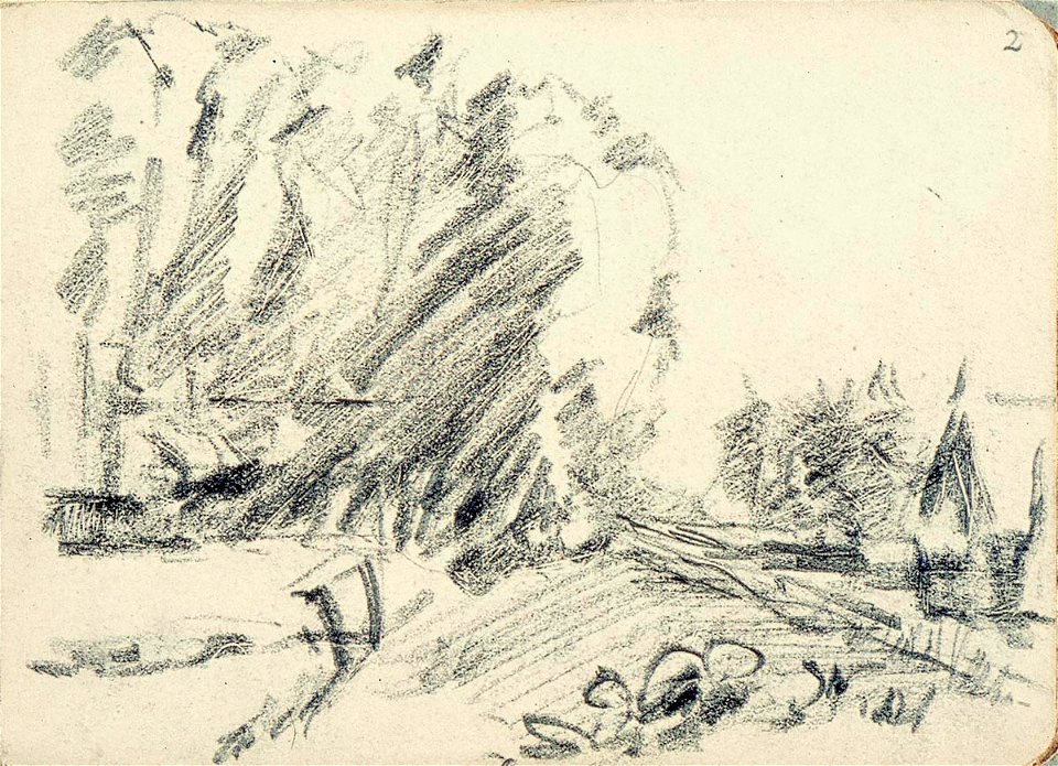 Sketchbook 28, Landscape with Trees and Haystacks by Theo van Doesburg Centraal Museum AB4121-B