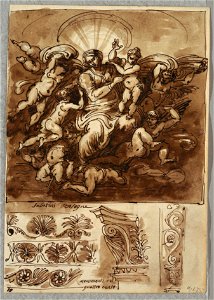 Sketchbook Folio, Madonna in Glory, Study after Bartolomeo Passeroti Bologna; Architectural Details, 1810–20 (CH 18123897)