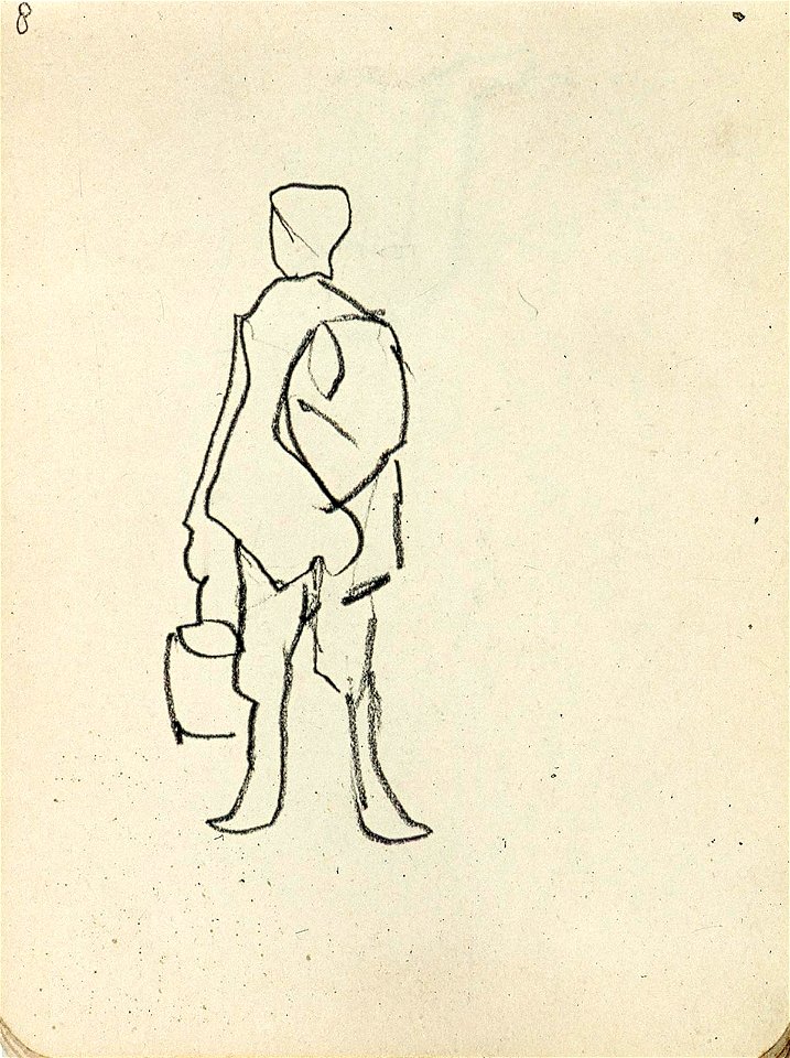 Sketchbook 5, A Man with a Bucket Shown from the back by Theo van Doesburg Centraal Museum AB4141-H