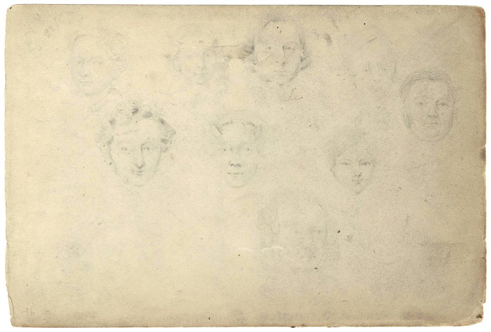 Sketches of nine unknown sitters by William Egley