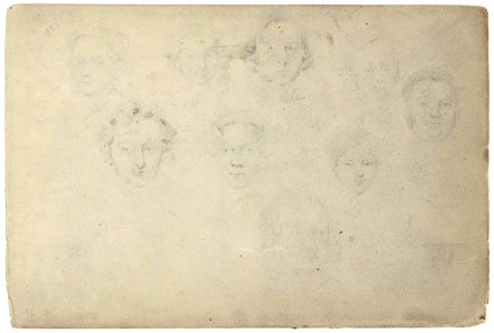 Sketches of nine unknown sitters by William Egley