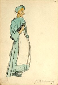 Sketchbook 32, A Woman Standing with a Bottle under Her Arm by Theo van Doesburg Centraal Museum AB4136-K