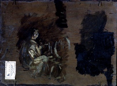 Sketches for 'Home-Spun' (verso), Top of painting at right, by Thomas Eakins