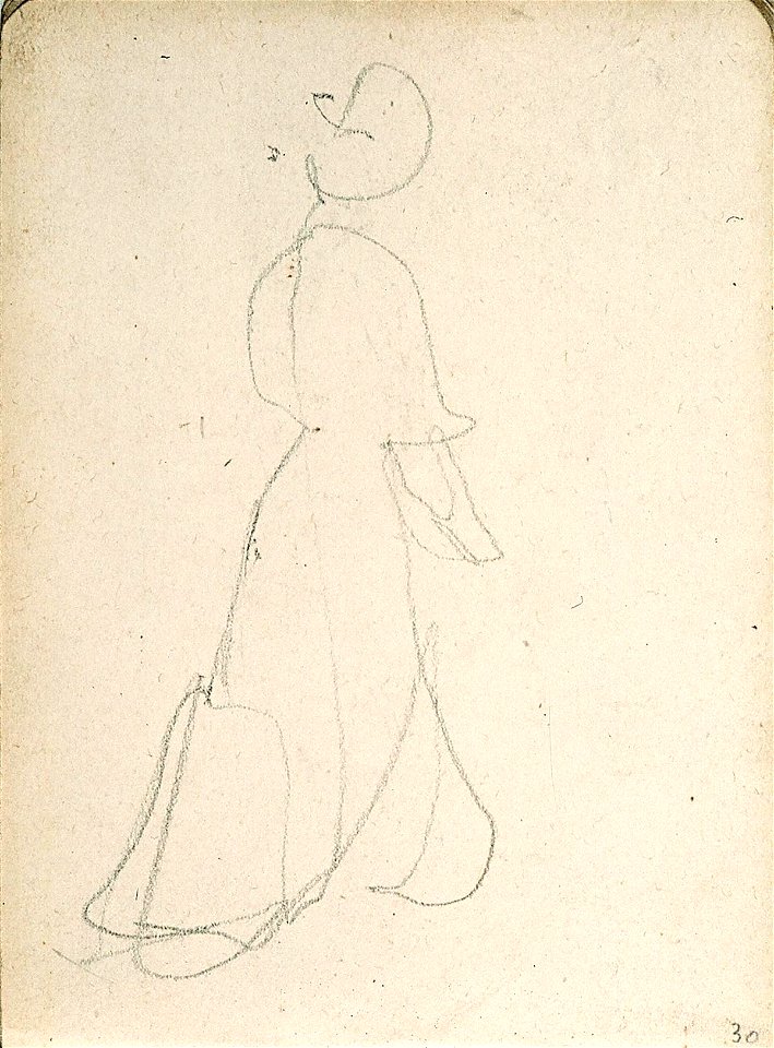 Sketchbook 18, A Woman with a Hat and a Long Dress by Theo van Doesburg Centraal Museum AB4138-AF