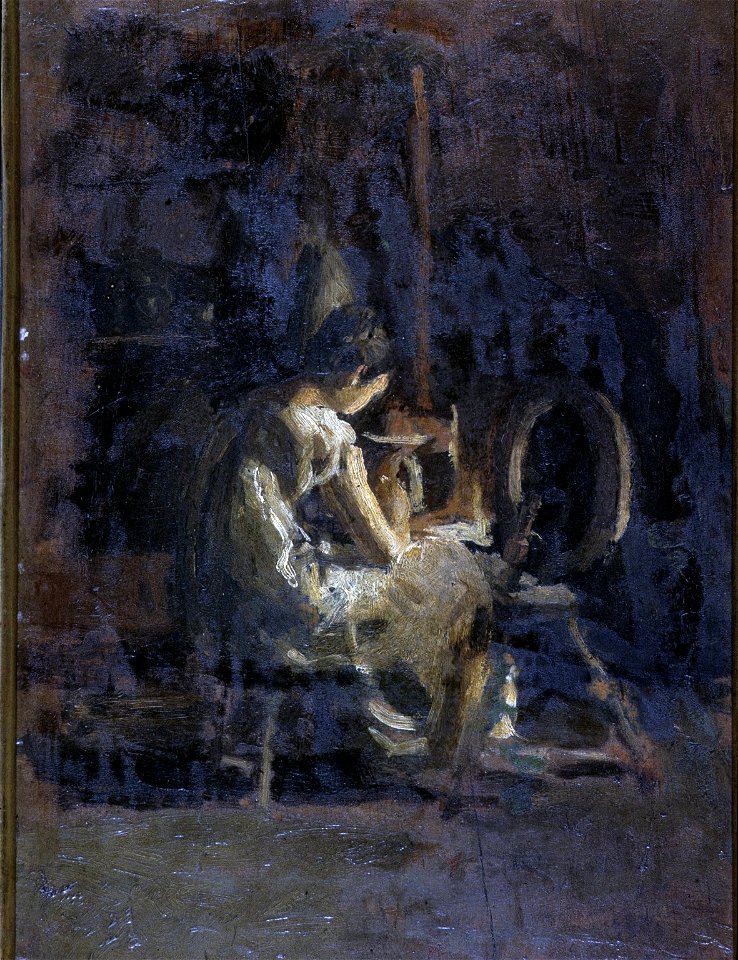 Sketches for 'Home-Spun' (recto), by Thomas Eakins