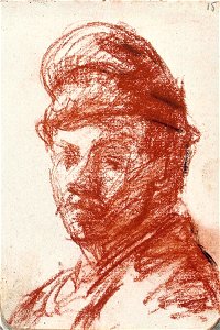 Sketchbook 35, Self-Portrait with a Knitted Kap by Theo van Doesburg Centraal Museum AB4132-P