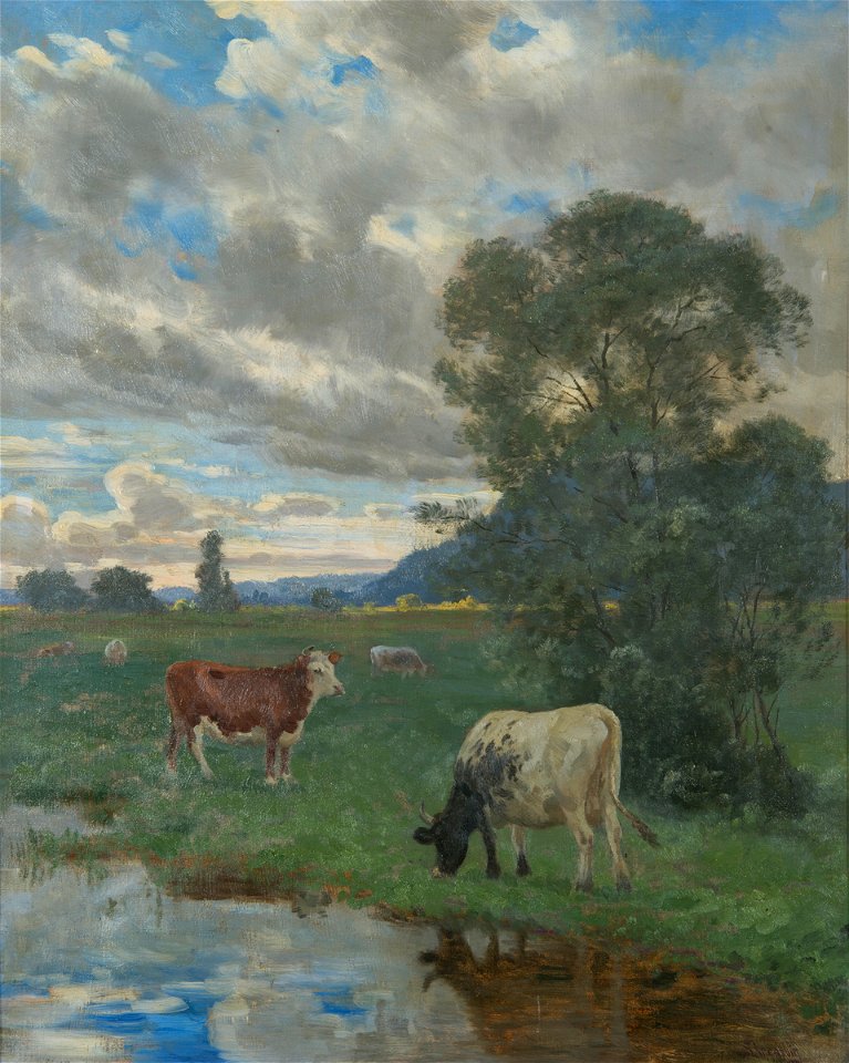 Christian Skredsvig - Kyr ved tjern - Stavanger kunstmuseum - SG.0227